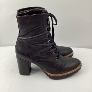 Naturalizer Callie Black Lace Up Combat Leather Boots
